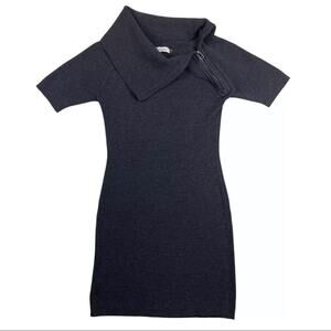 Calvin Klein Short Sleeve Cowl Neck Dark Gray Sweater Dress Women’s Size Small